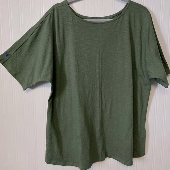 Denim & Co.Sz XL Essentials Textured Knit Boat-Neck Elbow Sleeve Top/Dk Olive - Picture 2 of 6
